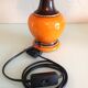 Orange ceramic lamp and brown canned lampshade by Pan Keramik / 60s-70s