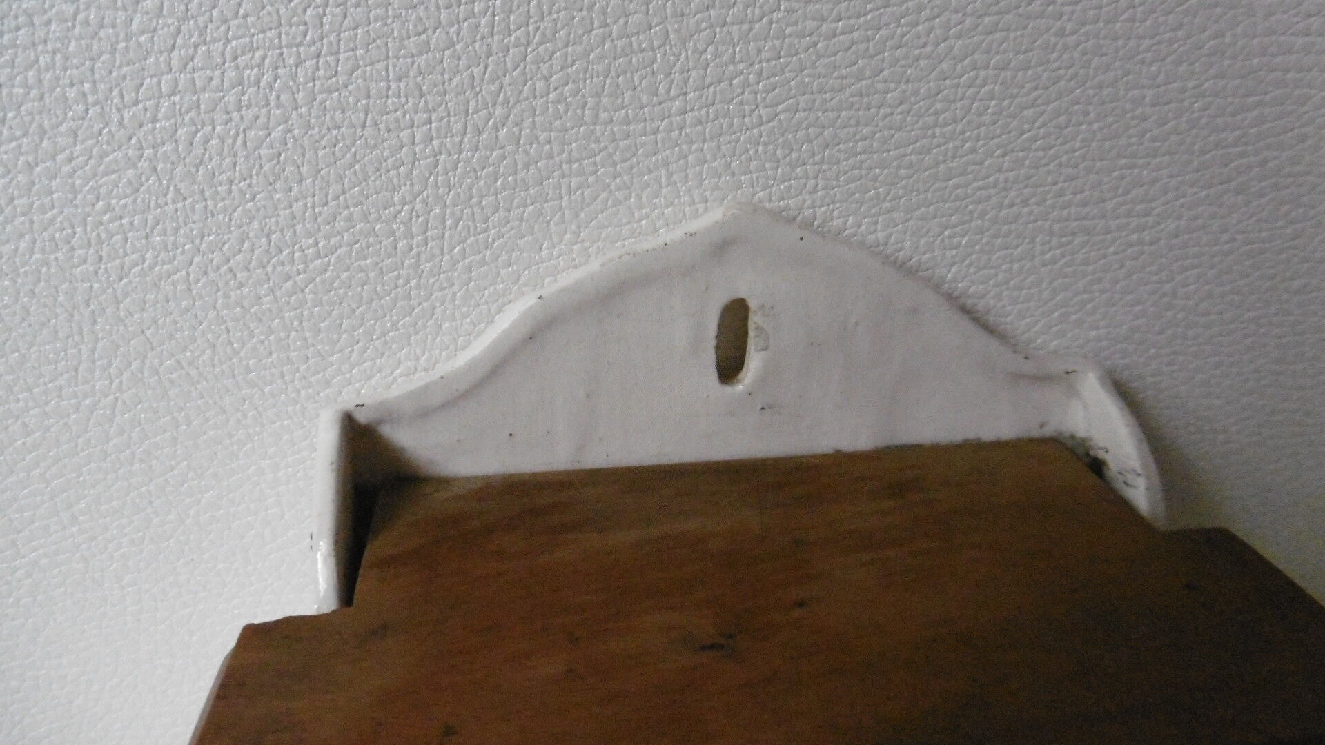 Earthenware salt box white white old blue