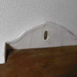 Earthenware salt box white white old blue