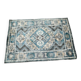 Bohemian Chic Rug in Petrol Blue and Beige with Abstract Patterns