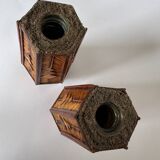 Vintage Mid Century Modern Handmade Tramp Art Matchstick & Geometric W