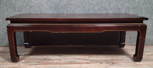 Asie XXème : table basse en laque a décors d'oiseaux dans des branchages