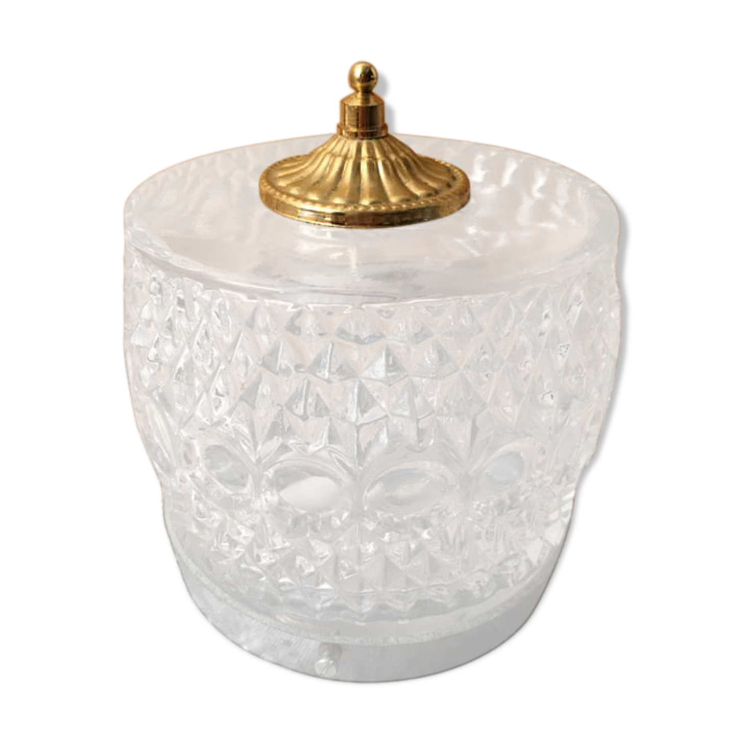 Plafonnier en verre moulé avec pointe dorée