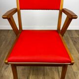 Pair of Scandinavian bridge armchairs in wood and vinyl from the 1950s.