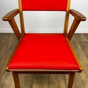 Pair of Scandinavian bridge armchairs in wood and vinyl from the 1950s.