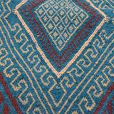Handmade blue mergoum rug in natural wool