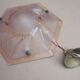 Art Deco ceiling lamp / chandelier in pink pressed molded glass in working order