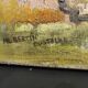 French vintage oil painting on canvas of a mine, signed M. L. Bertin Eustache