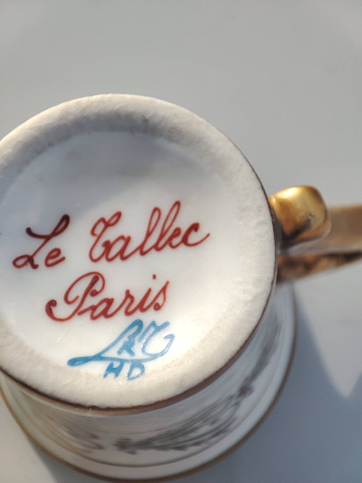 Coffee cup Porcelain of Paris Camille Le Tallec - Hand-painted 1961