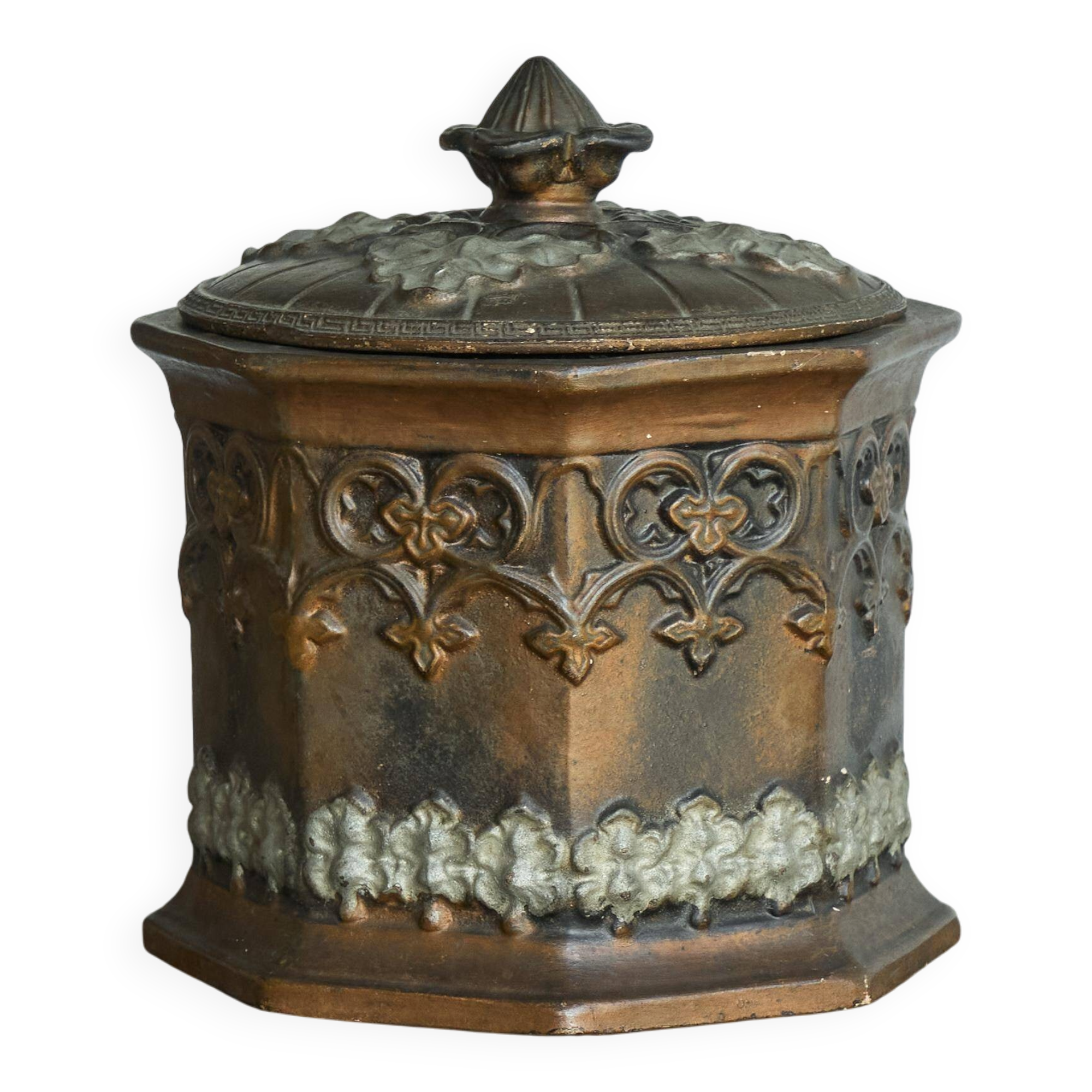 Pot à tabac ancien style néogothique XIXe siècle