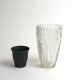 Vintage vase in carved glass with geometric motifs 70s