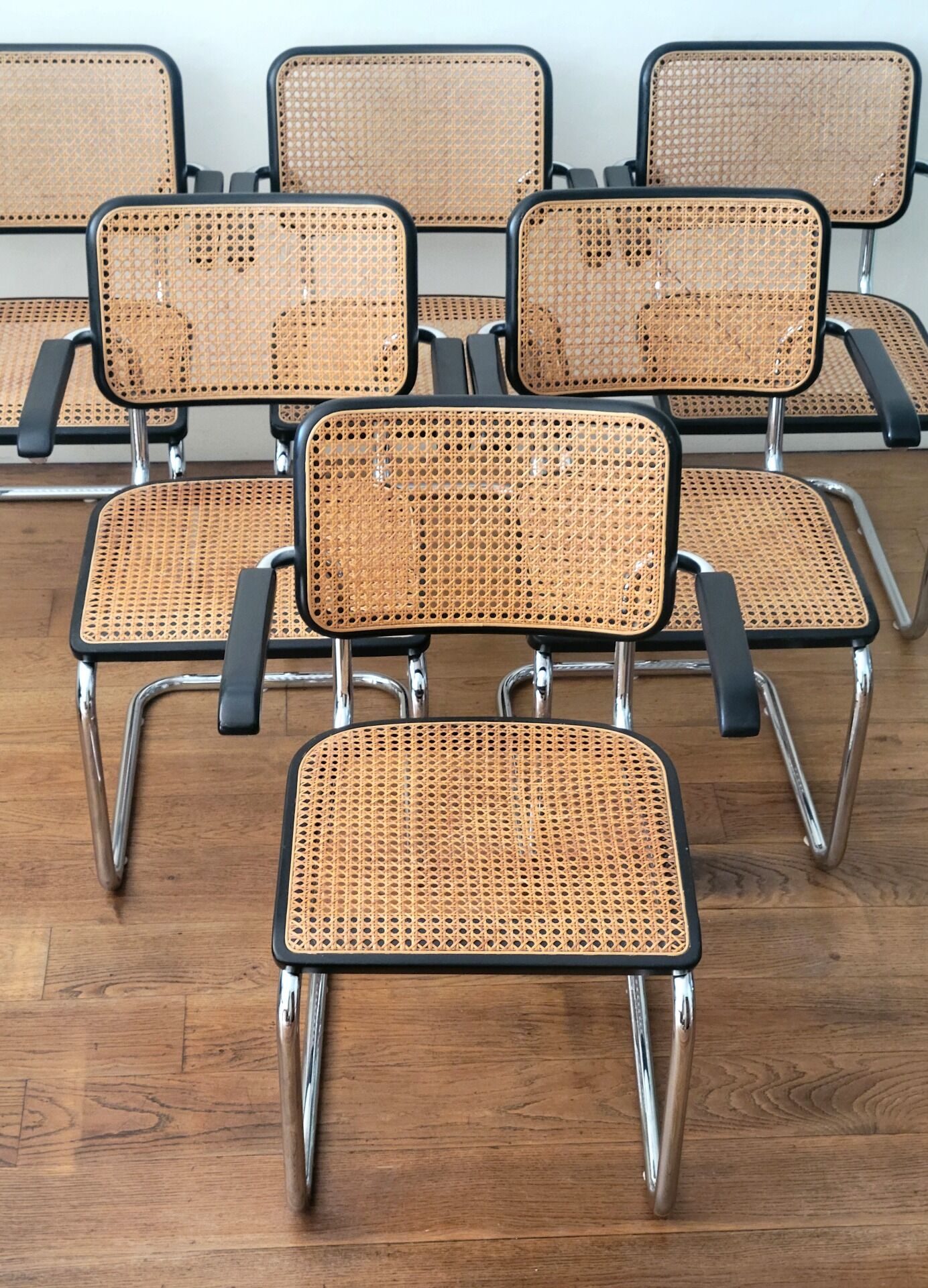 Ensemble de 6 chaises Thonet S64, Marcel Breuer, Thonet Allemagne, 1992