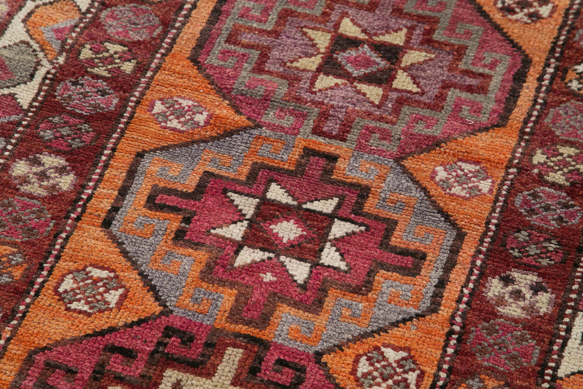 Handwoven one-of-a-kind anatolian purple runner rug 91 cm x 375 cm