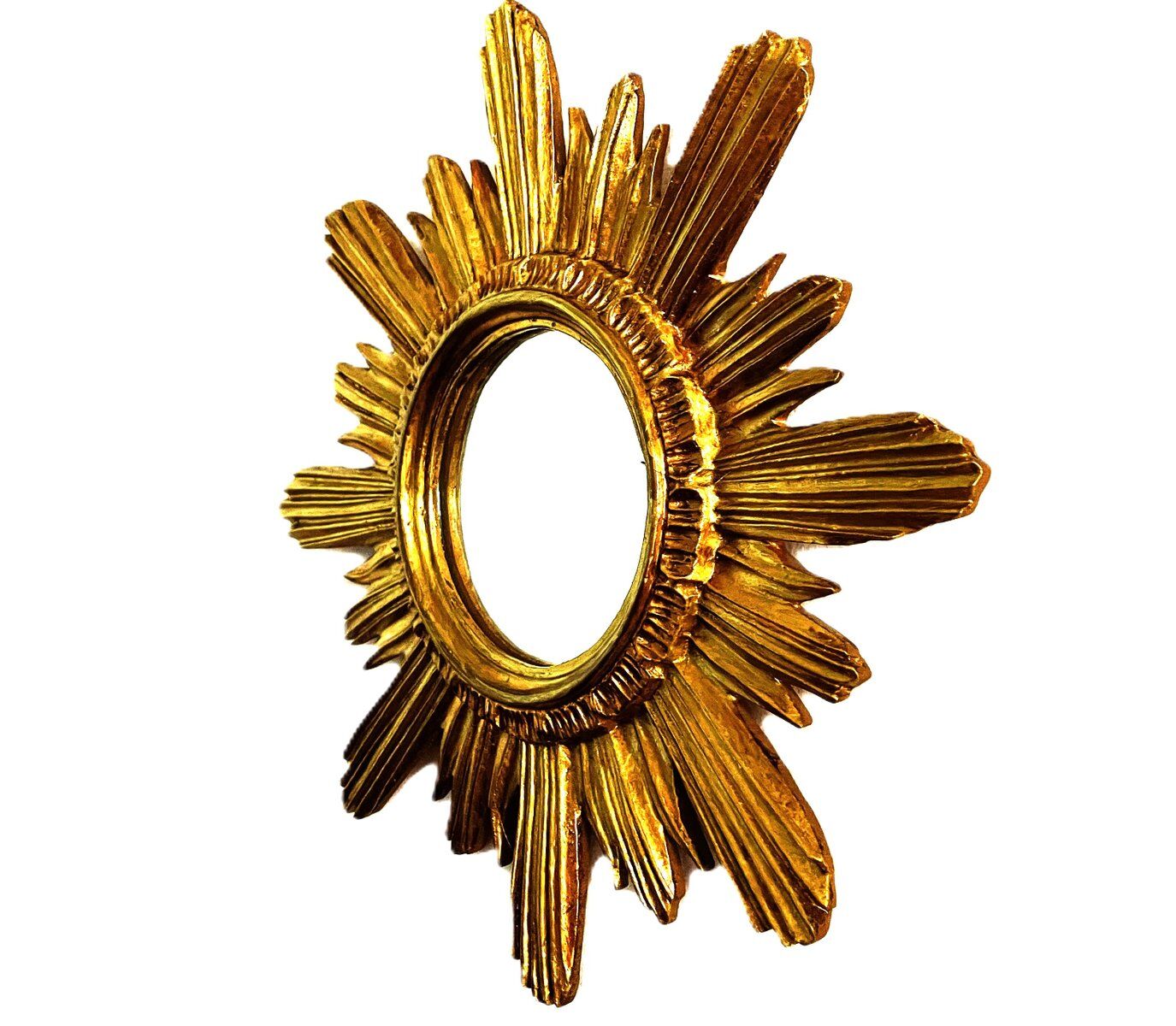 Wenz golden wood sun mirror, Germany, 1960s