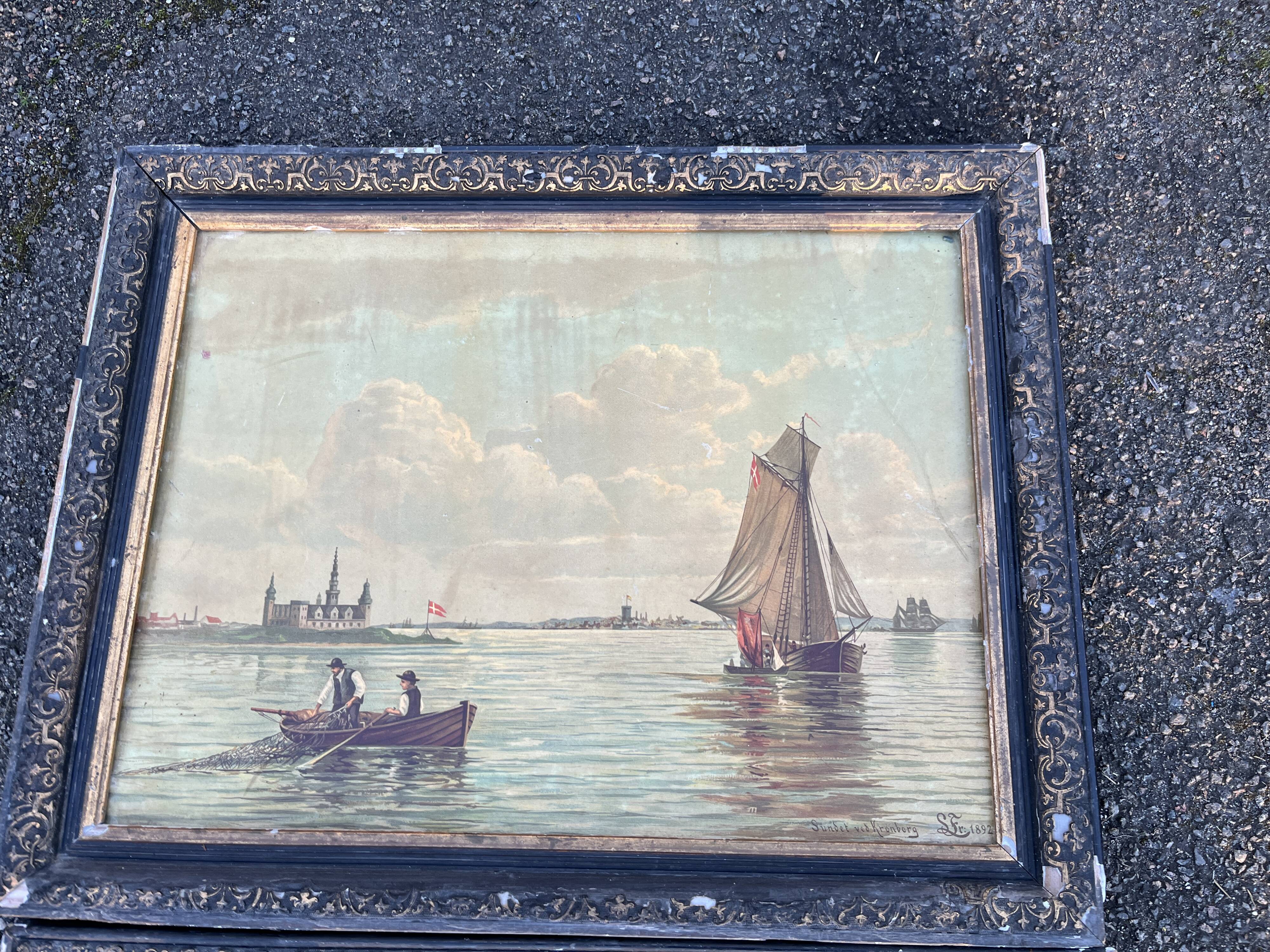 Beautiful Pair of 19th Century Maritime Lithographs in the Style of Frederik Soerense