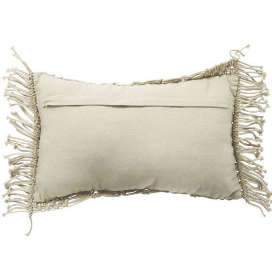 Braided cream macramé cushion 40x60 cm