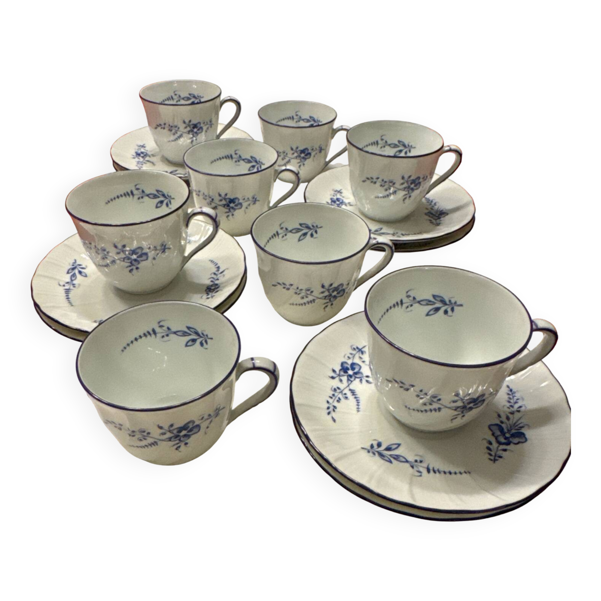 Set of 8 Limoges porcelain coffee cups and saucers, Ber