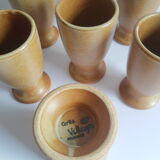 Set of 6 stoneware mazagrans CNP gres village France vintage