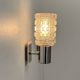 Pair of vintage wall lights, chromed metal and pressed molded glass, Italy, 1970