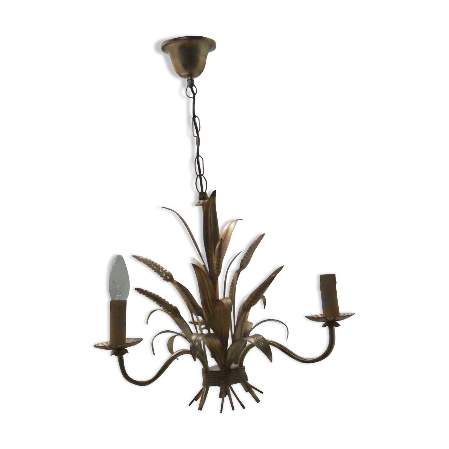 Chandelier epis de ble metal dore 3 lights