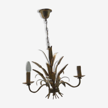 Chandelier epis de ble metal dore 3 lights