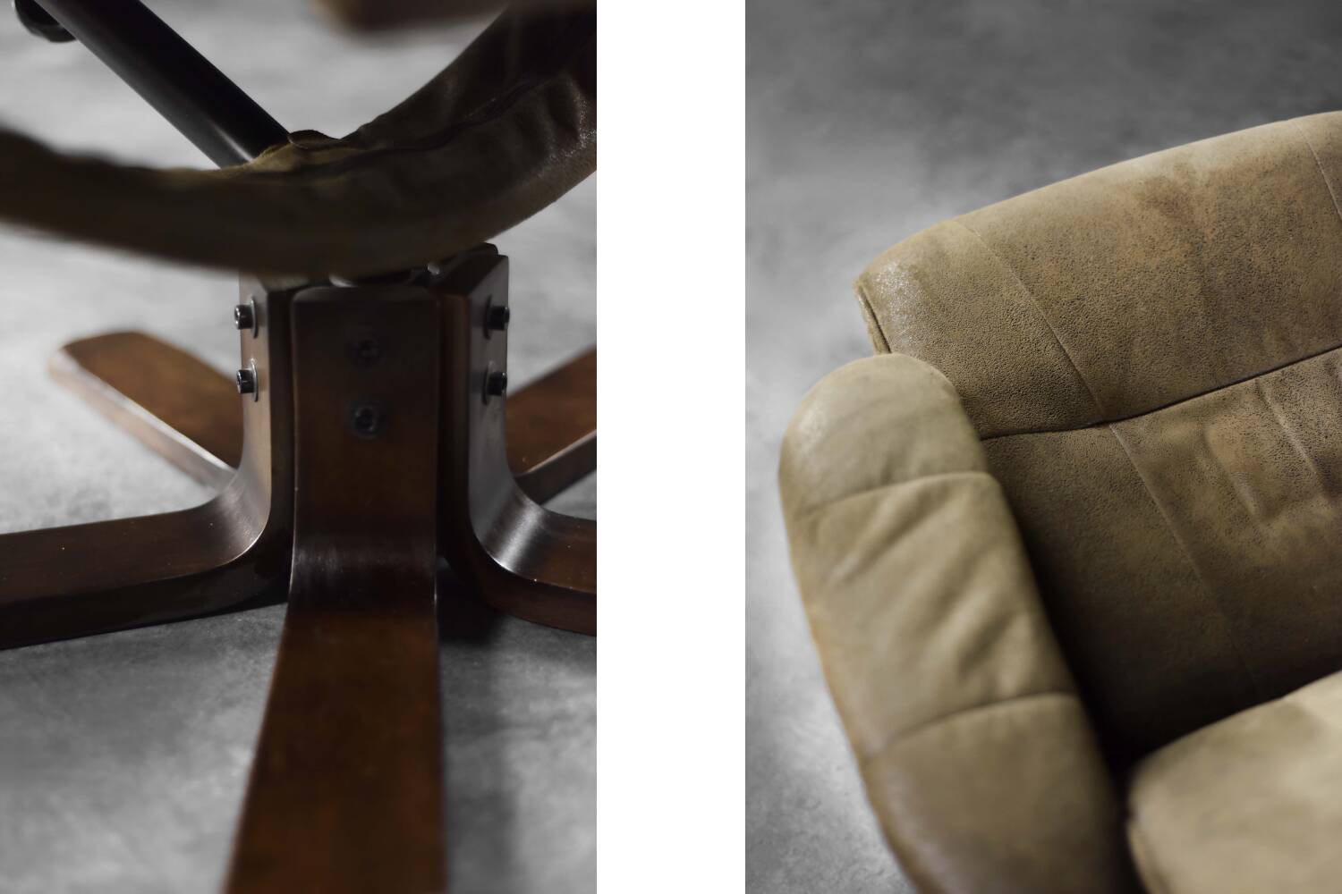 Vintage Mid-Century Danish Modern Brown Swivel Chair & Ottoman, 1960s