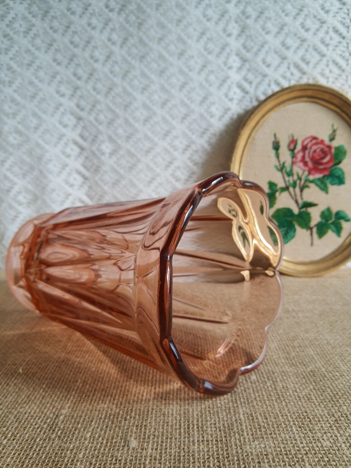 Vintage rosaline pink glass vase