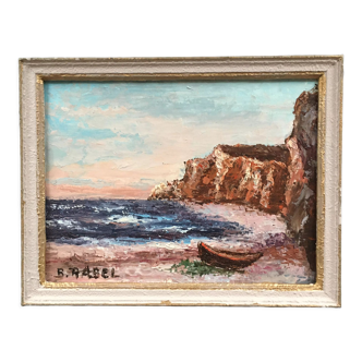 Tableau paysage mer et falaises