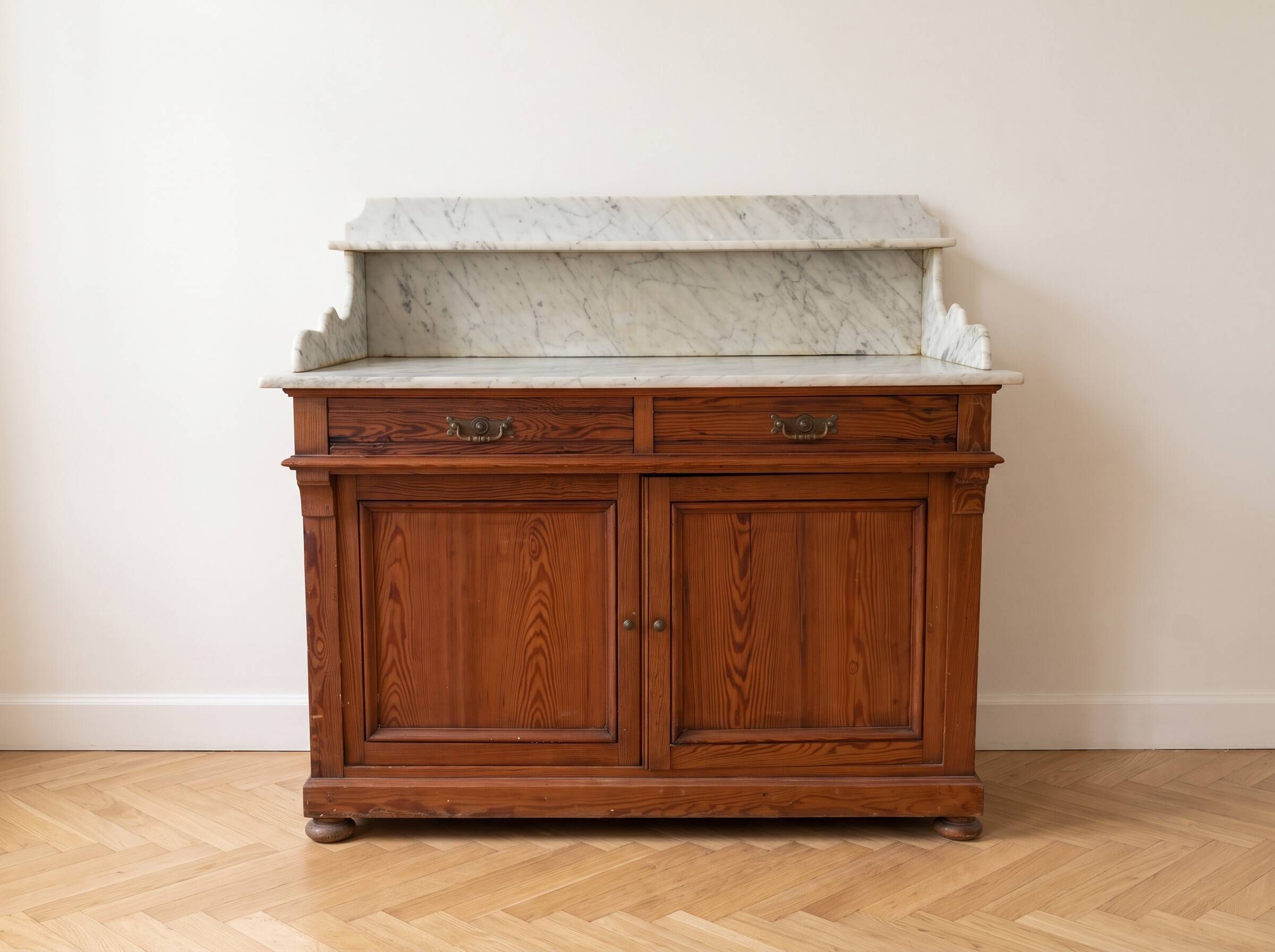 Antique wooden and marble washstand.