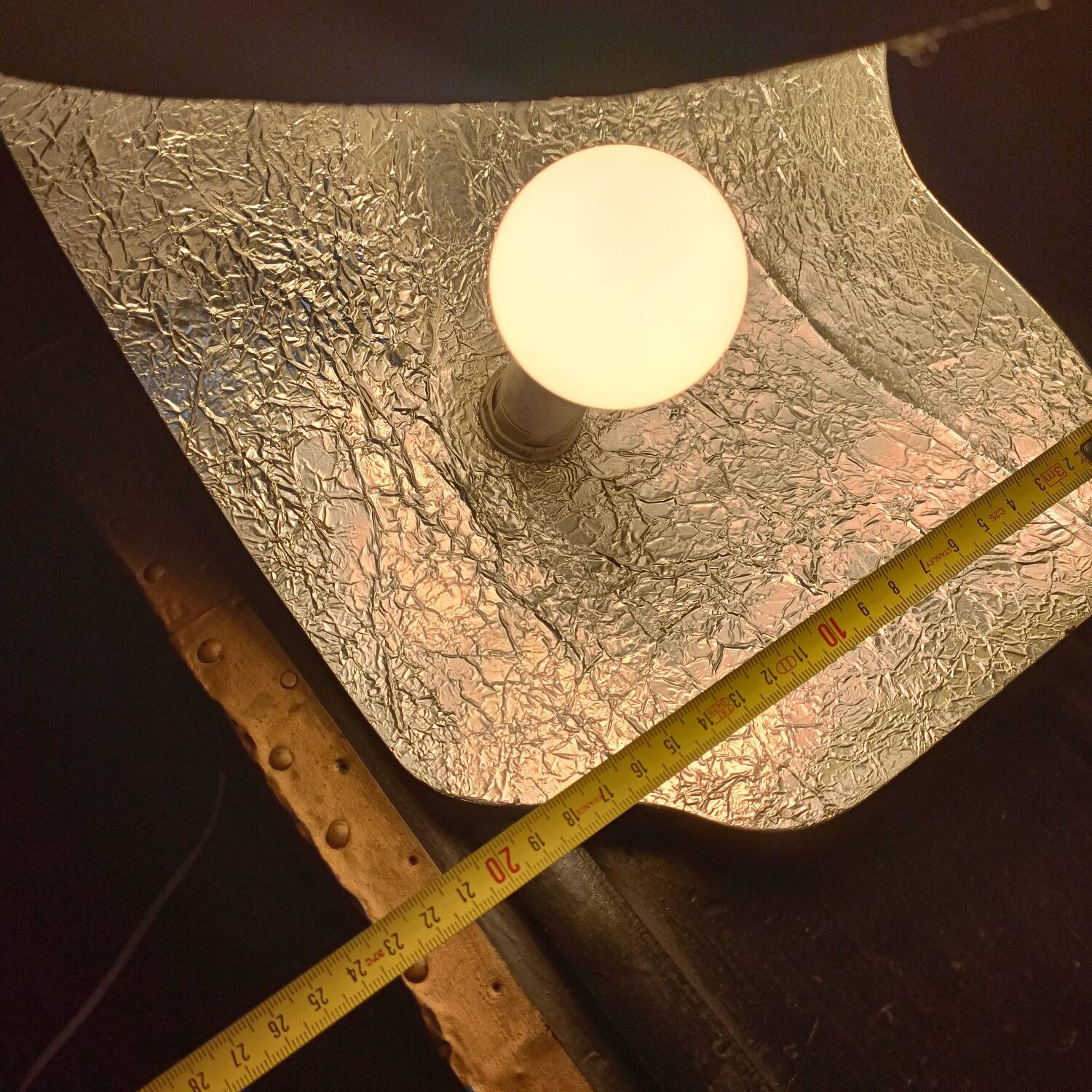 Handcrafted metal lamp, 1970s.