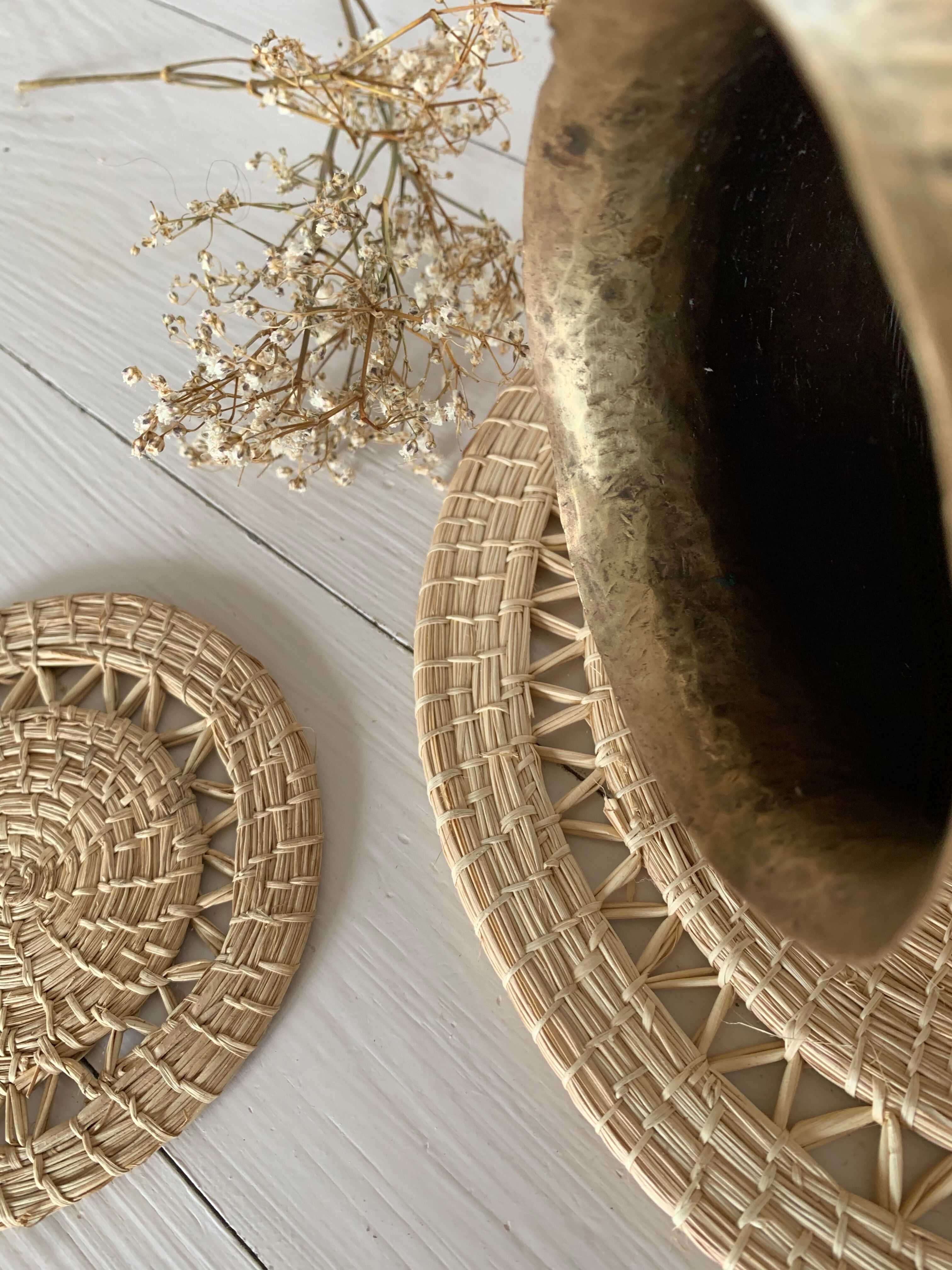 Hammered brass vase