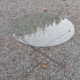 Florent Lasbleiz vintage coffee table in glass and metal