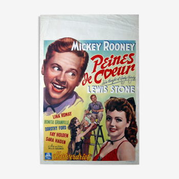 Affiche cinéma originale "Peines de coeurs" Mickey Rooney 1946