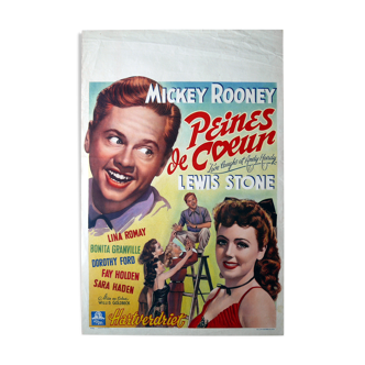 Affiche cinéma originale "Peines de coeurs" Mickey Rooney 1946