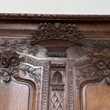 Beautiful and ancient Norman wedding wardrobe, richly carved