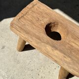 Side table in blond teak openwork tray