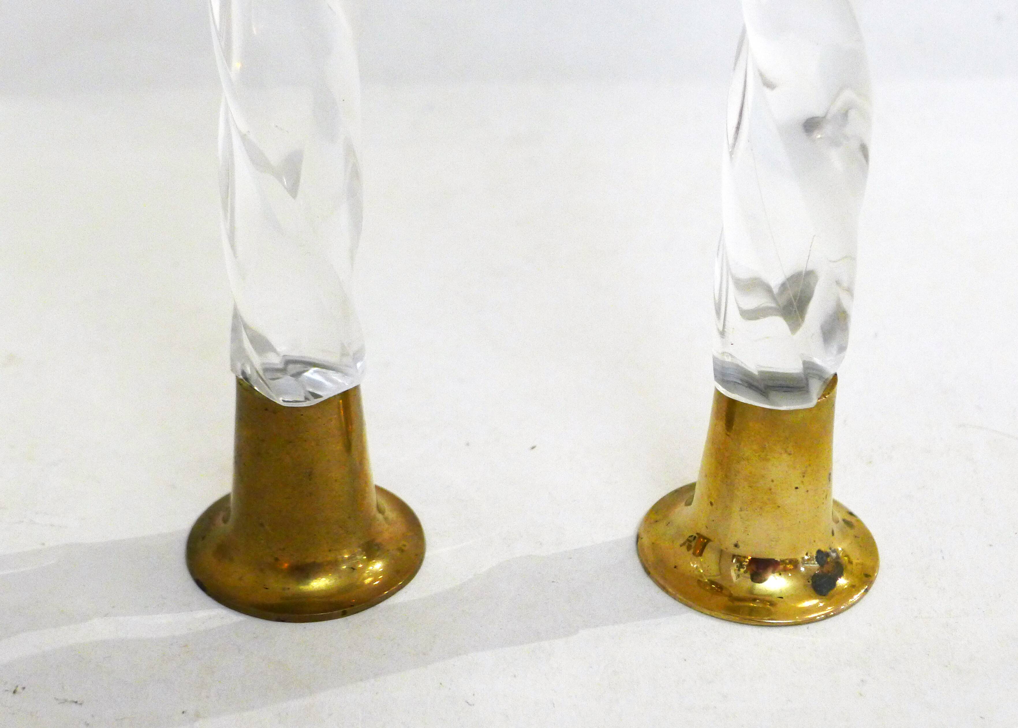 Pair of golden & plexi candle holders