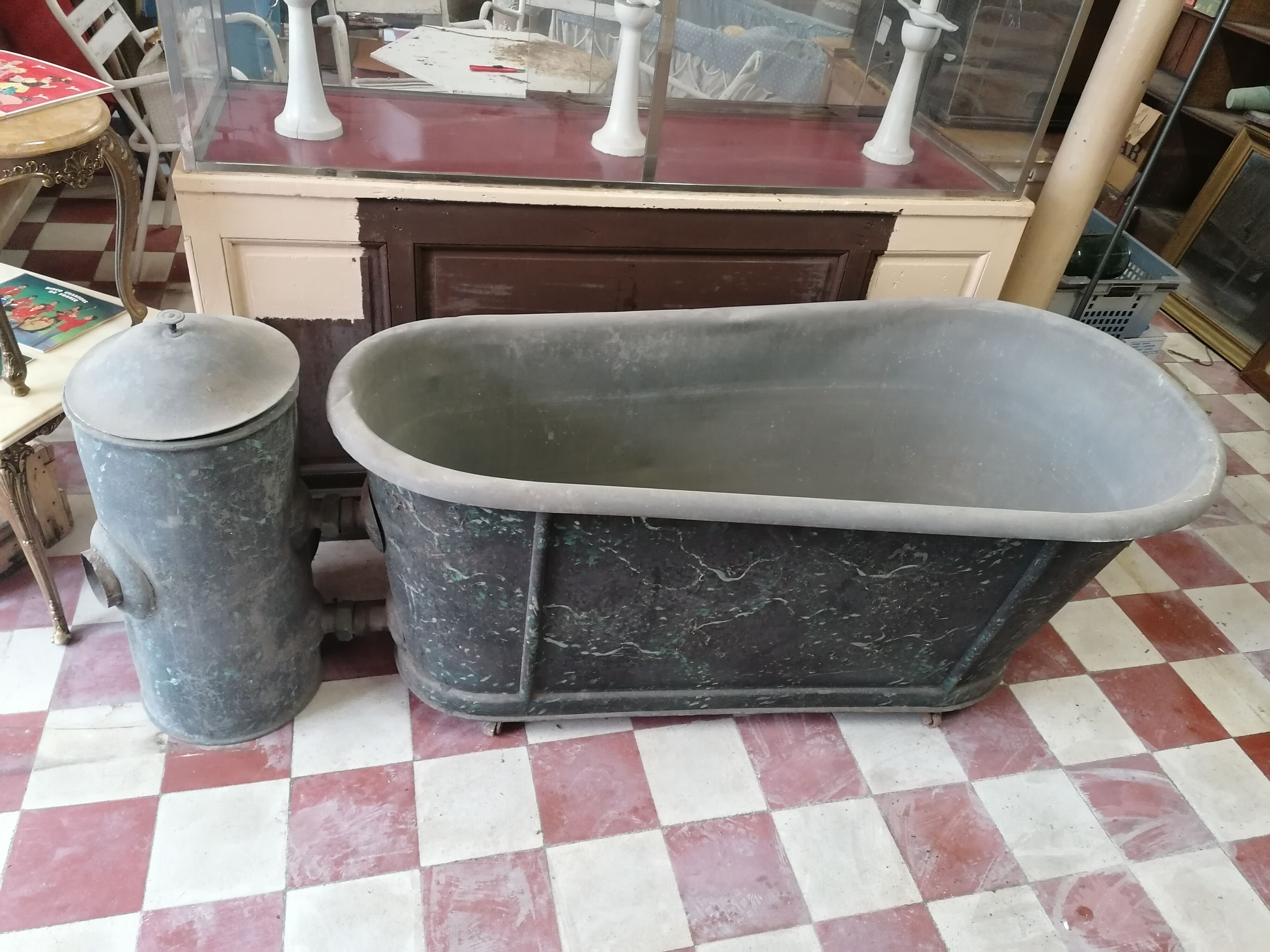 old bathtub with its stove