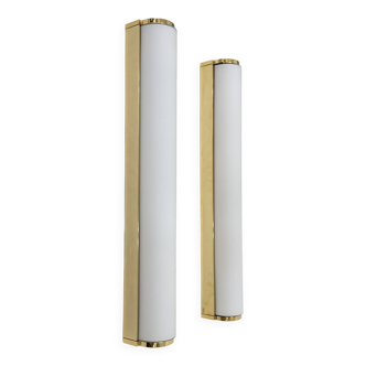 Set of 2 Limburg Glashütte wall lamps sconce , 1970s opaline glas with bras