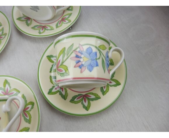 Lot 12 old cups under cups, Fiorita campagna décor, from Villeroy to Boch |  Selency