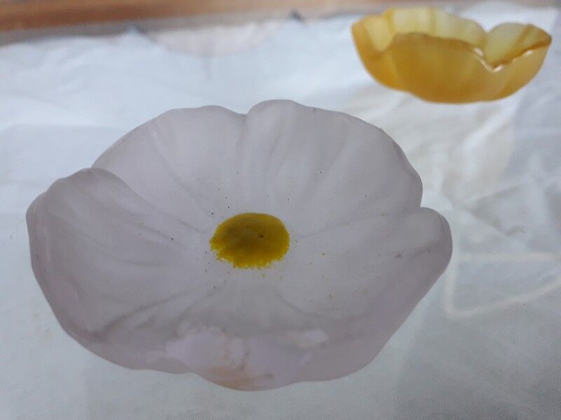 Pair of crystal flower bowls, Daum