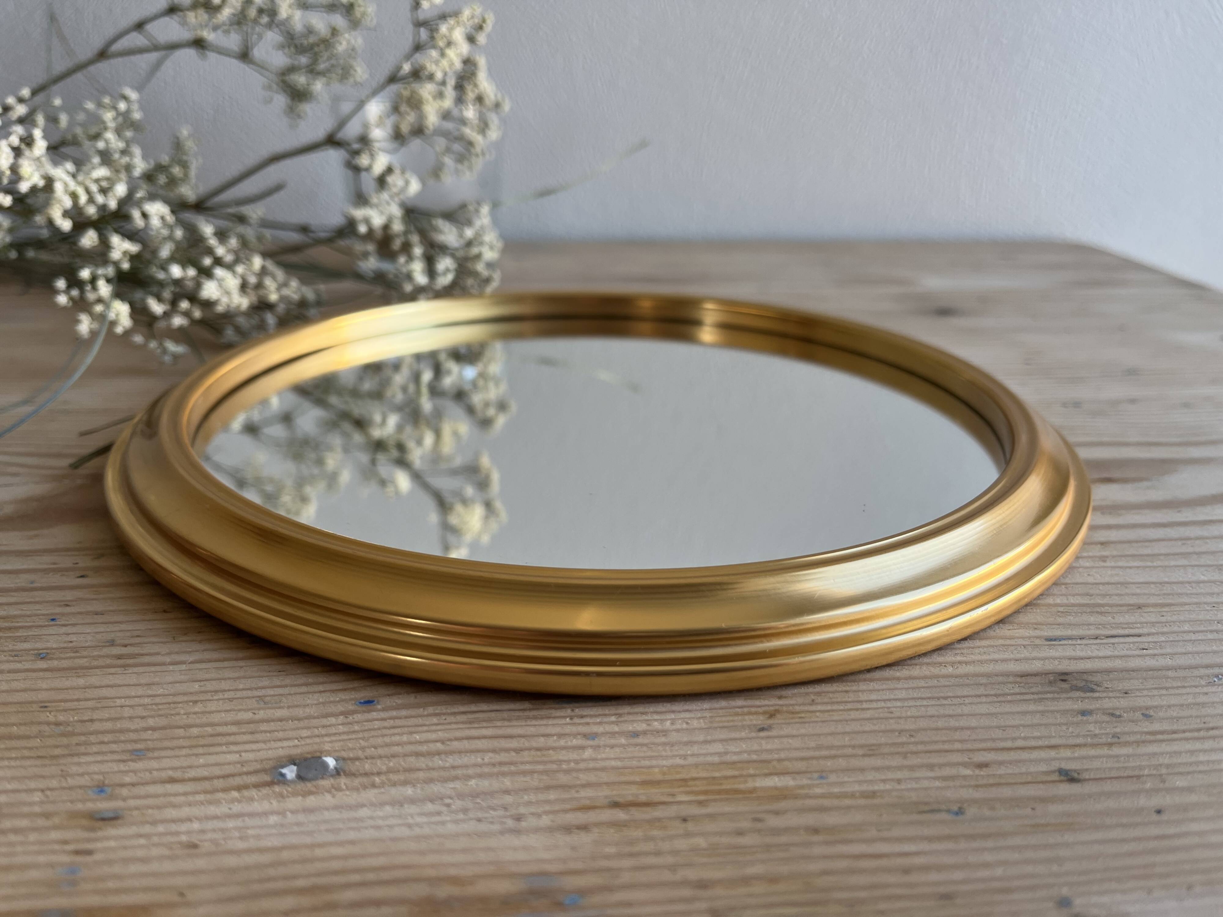 Miroir rond doré vintage