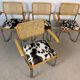 4 fauteuils cannés chrome et bois années 70