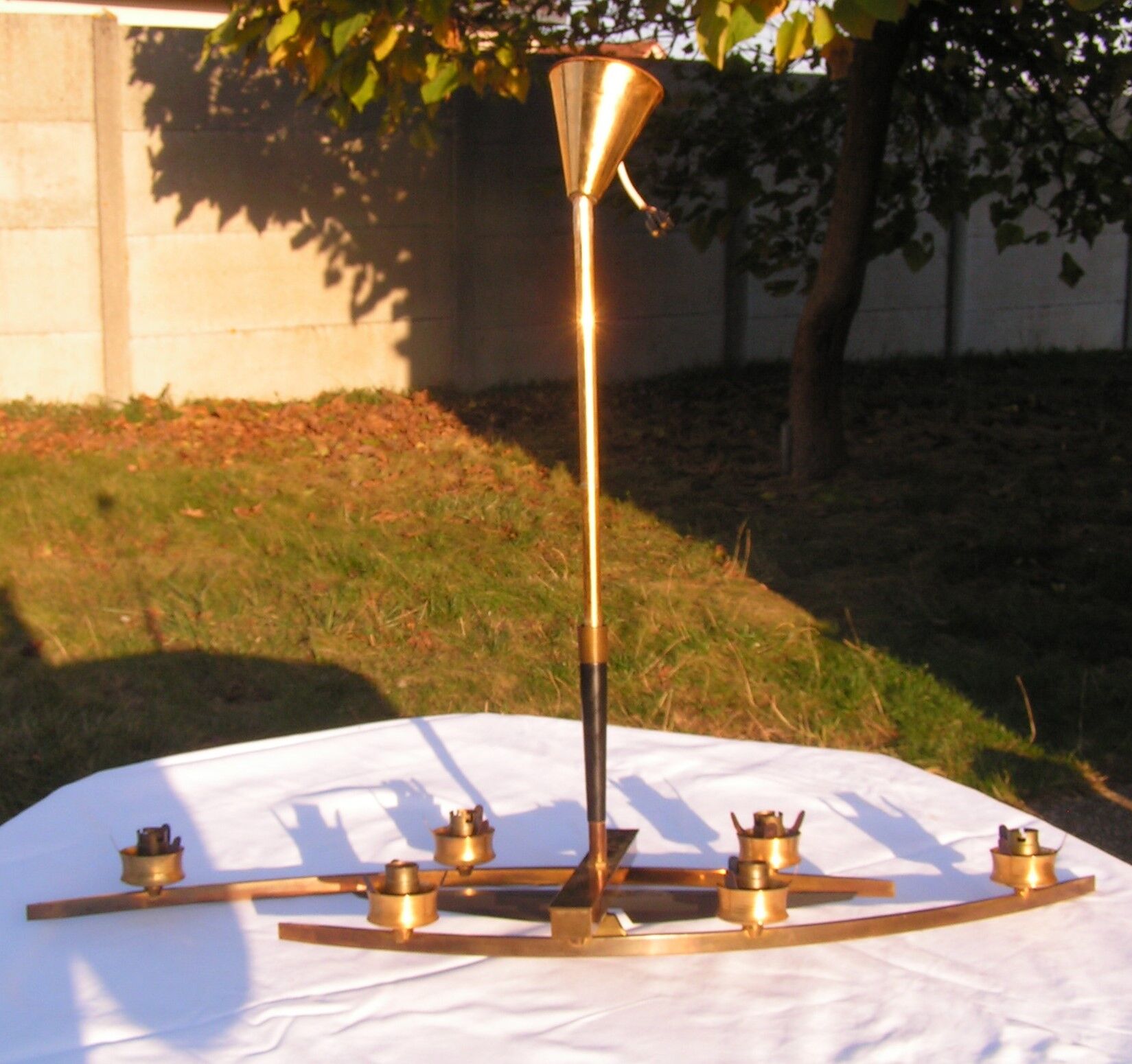 Chandelier glass metal and brass globe golden 6 lights 50-60