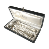 Case with cutlery christofle fork and spoon in silver metal