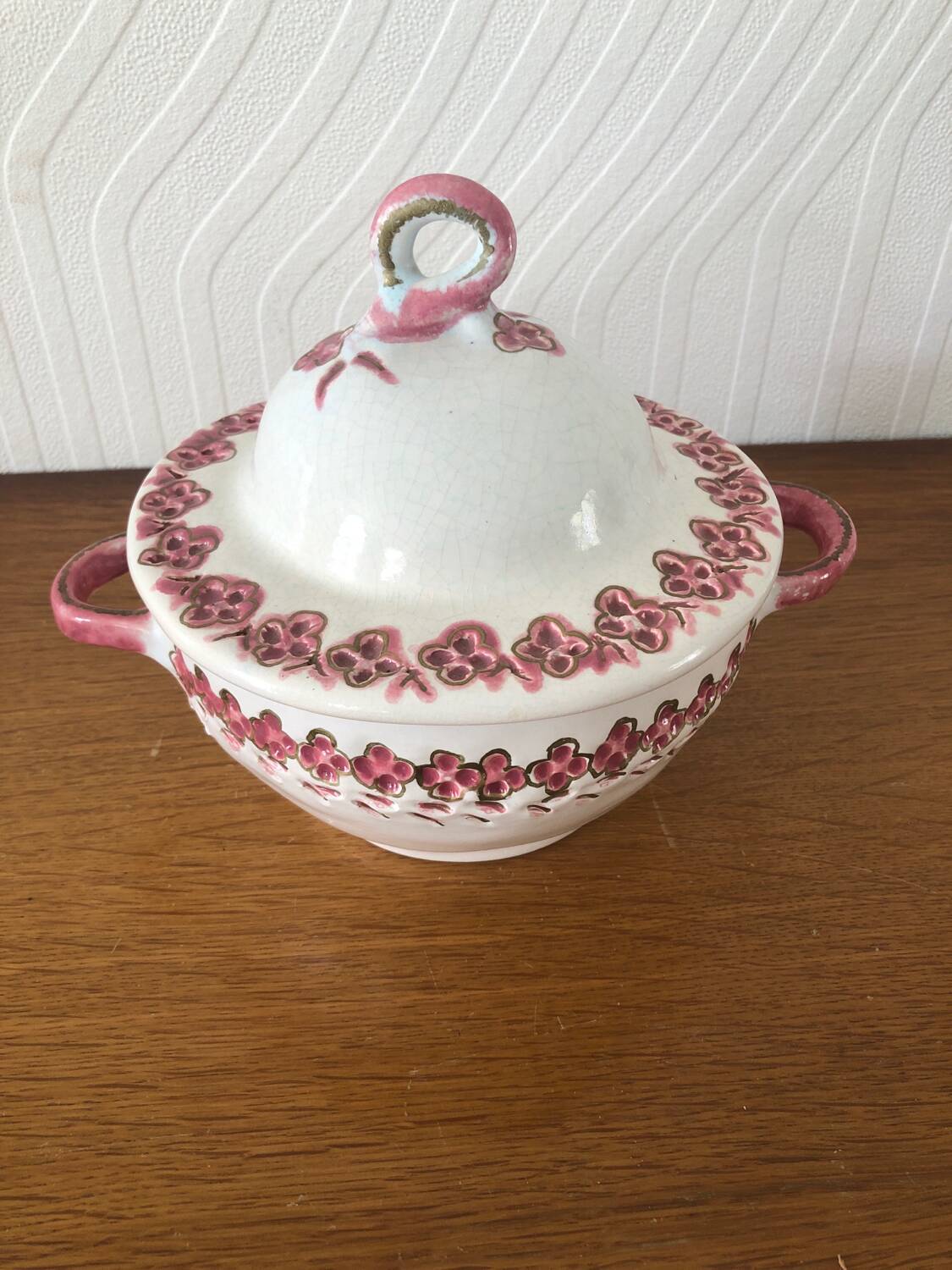 Vintage cracked iron earthenware candy box