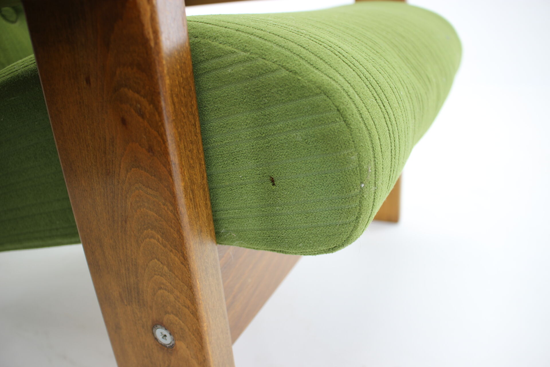 1970s pair of beech armchairs, czechoslovakia