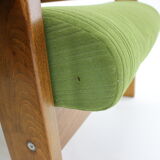 1970s pair of beech armchairs, czechoslovakia