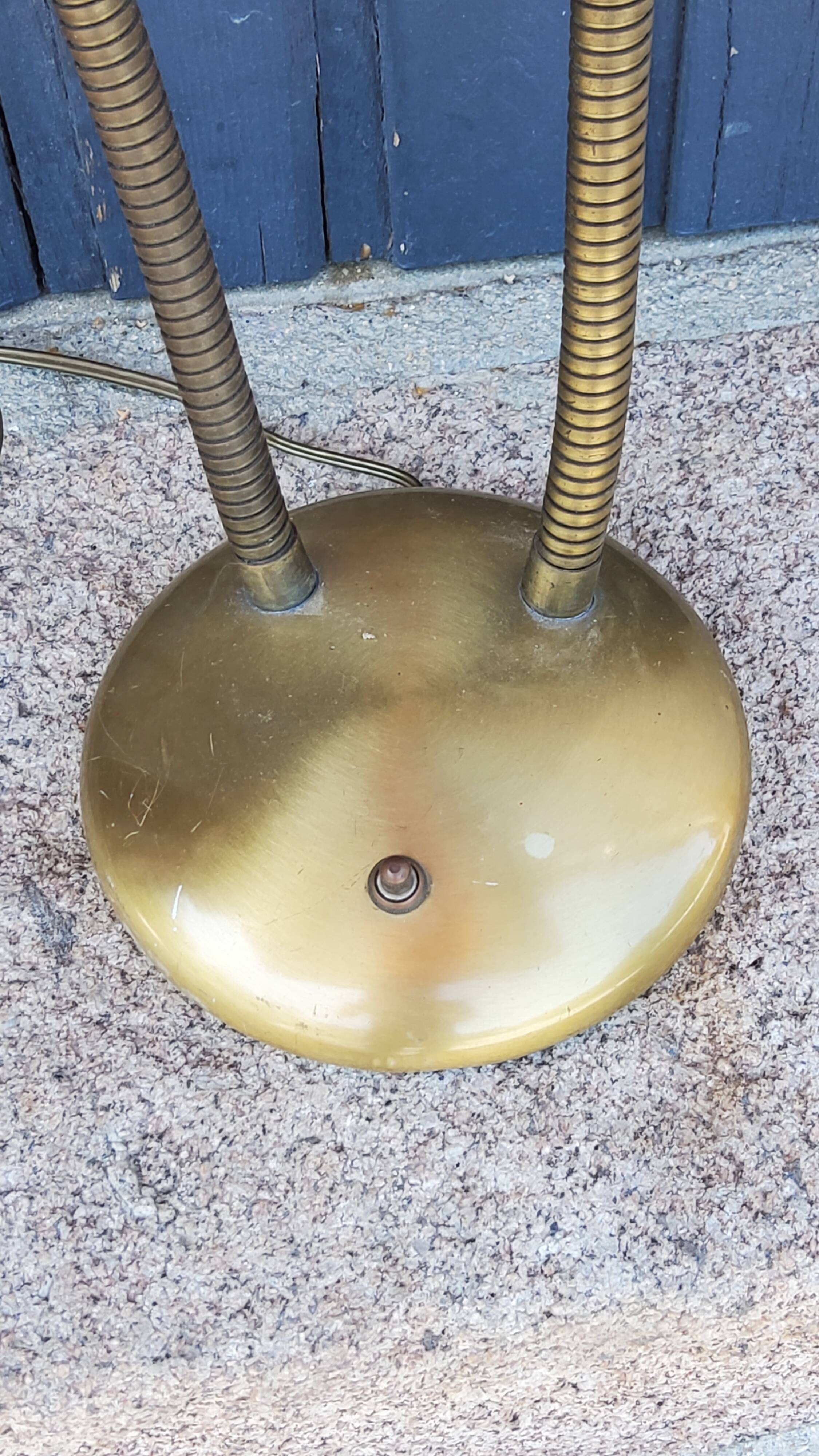 Designer desk lamp in gold metal 2 flexible arms from the 70s