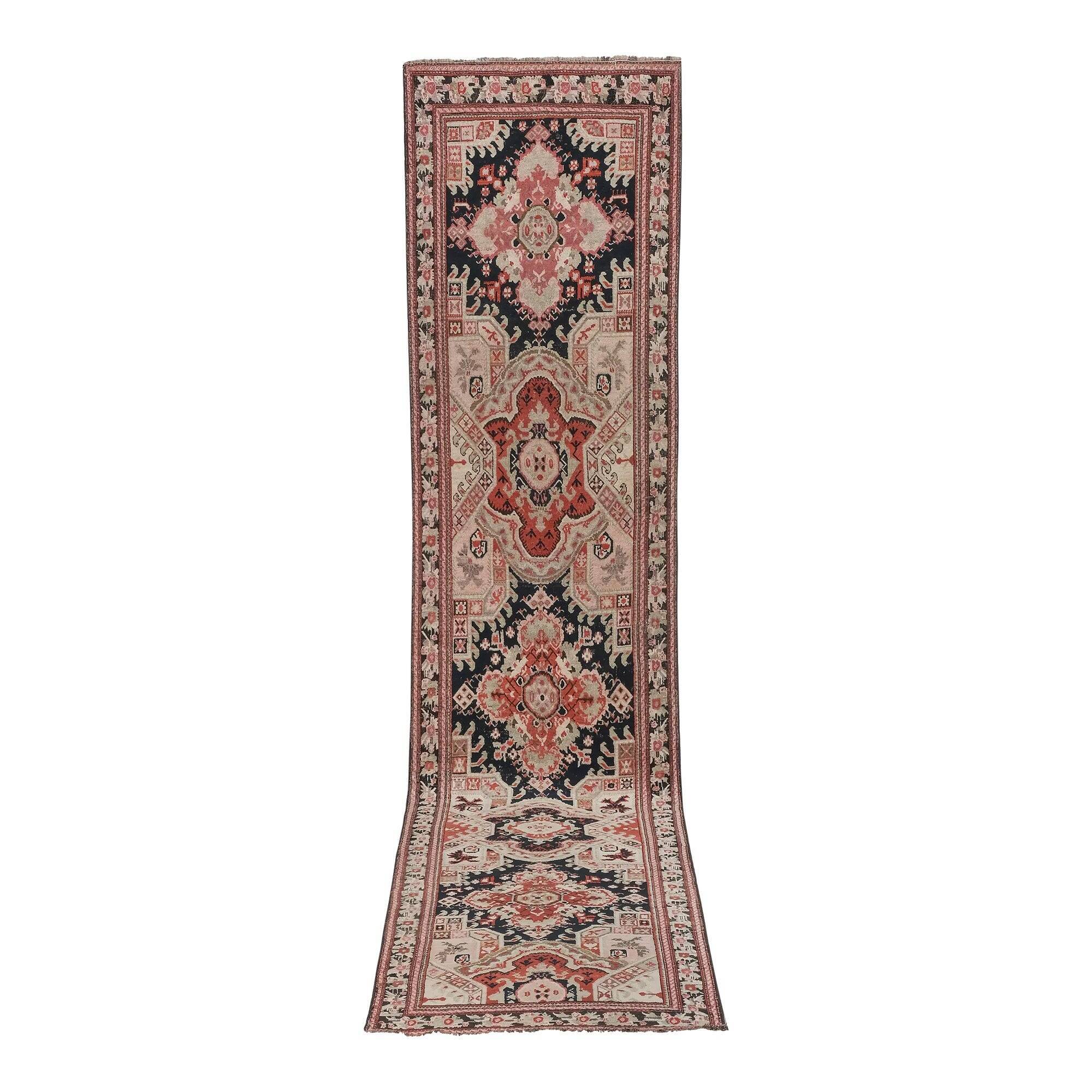 Vintage Turkish hallway rug 107x558 cm